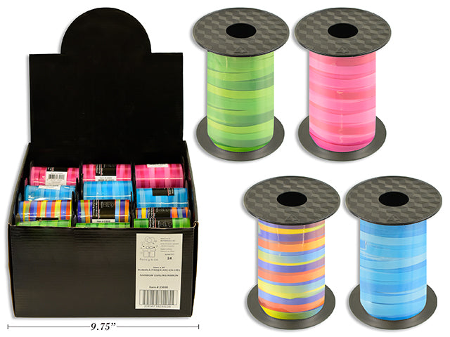 Carton of 24 Rainbow Curling Ribbon 5Mmx100Ft