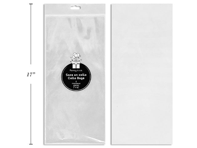 Carton of 24 30 Micron Clear Cello Bag 5 Pcs 7''X15''