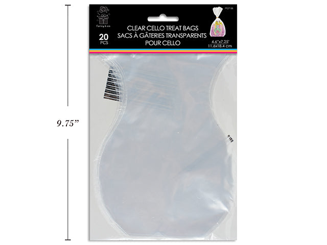 Carton of 12 Clear Cello Treat Bags W/Twist Ties 4.6X7.25" 20Pc/Pkg - 30 Microns ( 11.6X18.4Cm )