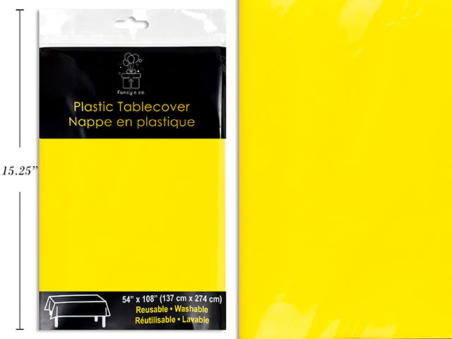 Carton of 12 Yellow Plastic Rectangular Table Cover 54X108" Heavy Duty ( 40.5 Sq Ft )