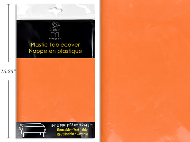 Carton of 12 Orange Plastic Rectangular Table Cover 54X108" Heavy Duty ( 40.5 Sq Ft )