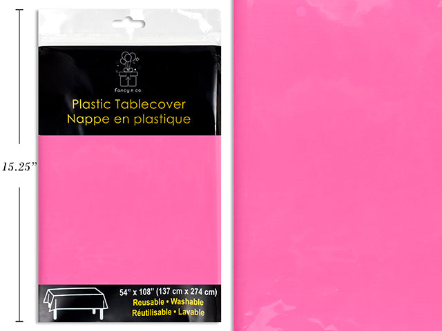 Carton of 12 Pink Plastic Rectangular Table Cover 54X108" Heavy Duty ( 40.5 Sq Ft. )