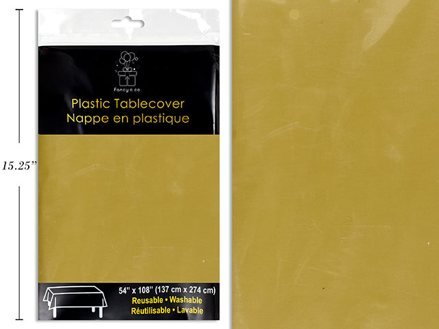 Carton of 12 Gold Plastic Rectangular Table Cover 54X108" Heavy Duty ( 40.5Sq Ft )