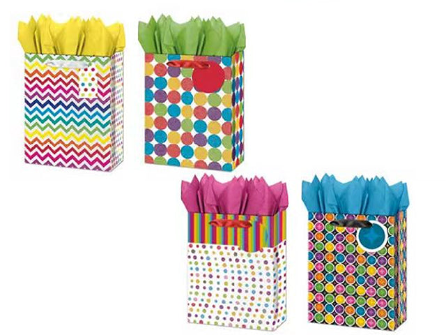 Carton of 12 Vivid Series Gift Bag M 18X23X8Cm Asst 210 Gsm