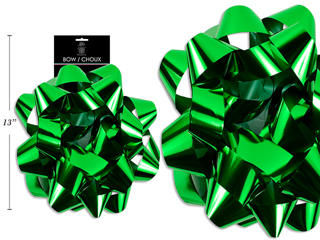 Carton of 6 12" Star Bow Metallic Green