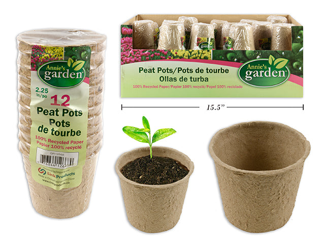 Carton of 36 Round Paper Peat Pots 12 Pack