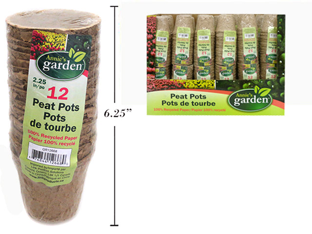 Carton of 36 Round Paper Peat Pots 12 Pack