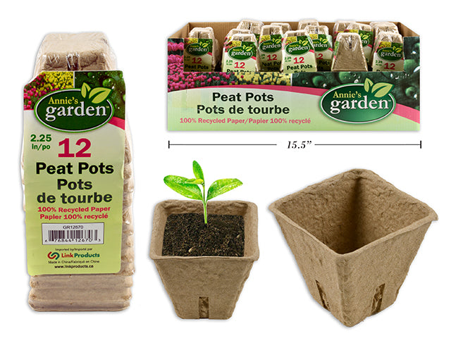 Carton of 18 Square Paper Peat Pots 12 Pack