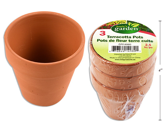 Carton of 36 Terracotta Small Size Pots 3 Pack