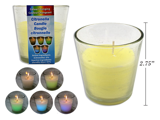 Carton of 24 Changing Citronella Candle In Clear Glass Jar