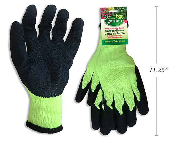 Carton of 24 Mens Heavy Duty Rubber Coated Polyester Gardening Gloves