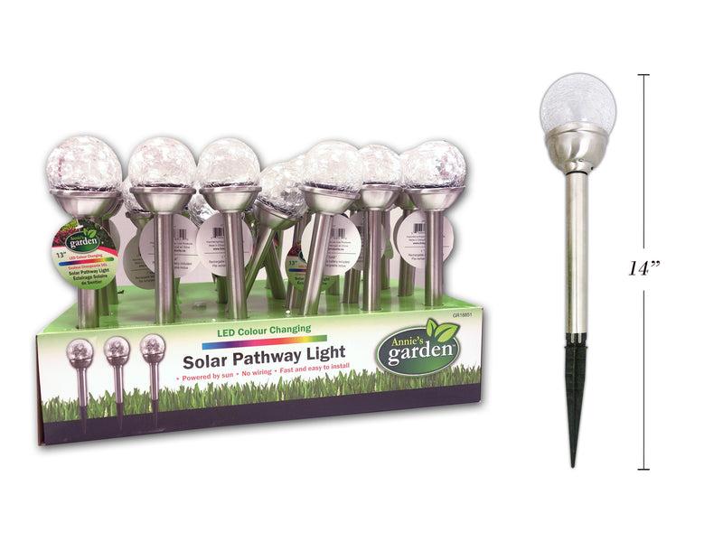 Carton of 12 Mini Solar Crackle Glass Light Stake