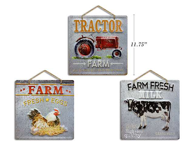 Carton of 12 Galvanized Embossed Metal Farm Signs