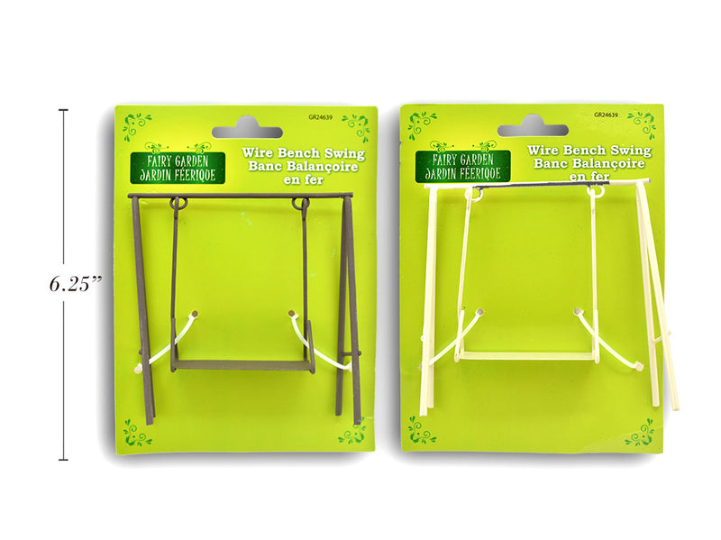 Carton of 12 Fairy Garden Wire Bench Swing