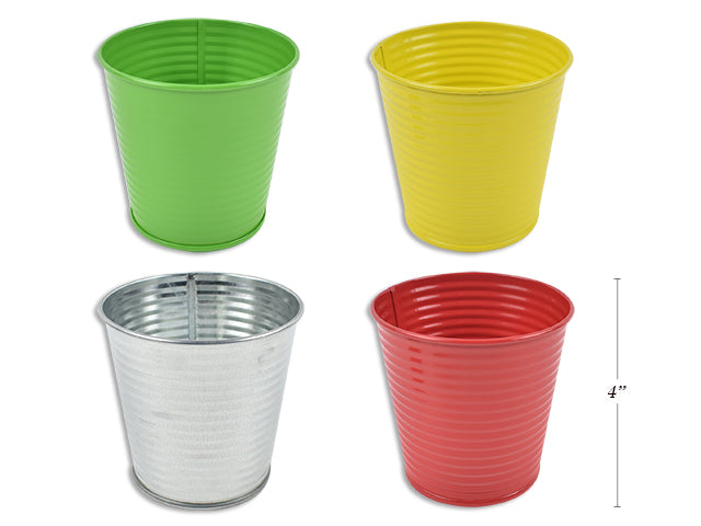 Carton of 36 Ribbed Round Metal Planter