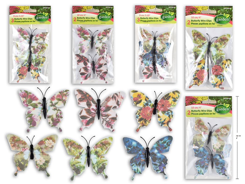 Carton of 36 Printed Flocked Butterfly Wire Clip