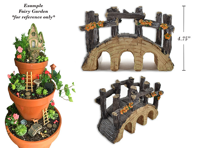 Carton of 24 Polyresin Fairy Garden Wood Bridge