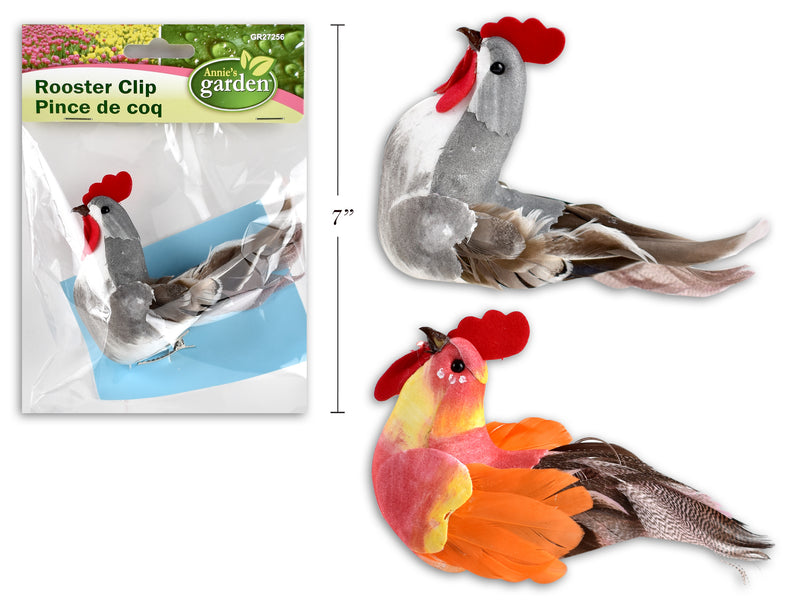 Carton of 24 Foam Feathered Rooster Clip