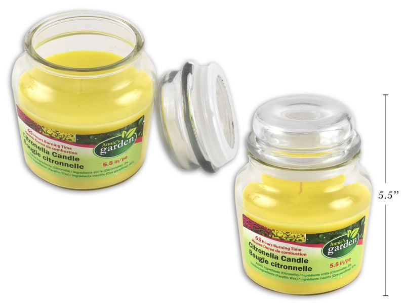 Carton of 12 Garden Citronella Candle In Round Glass Jar With Lid