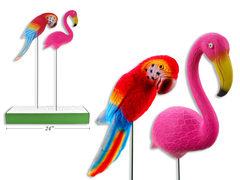 Carton of 12 Garden Jumbo Flamingo Or Parrot Pick