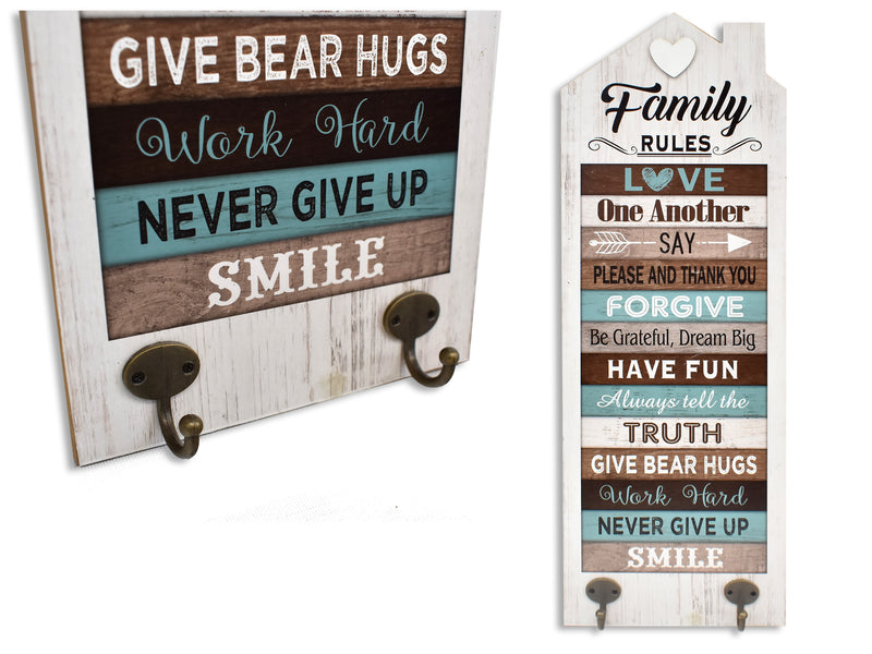 Carton of 6 House Shape Family Rules Hanging Plaque