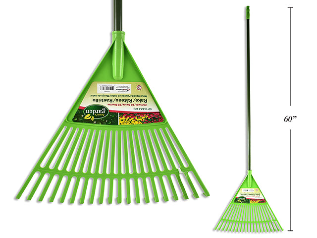 Carton of 12 Plastic Garden Rake With Metal Handle