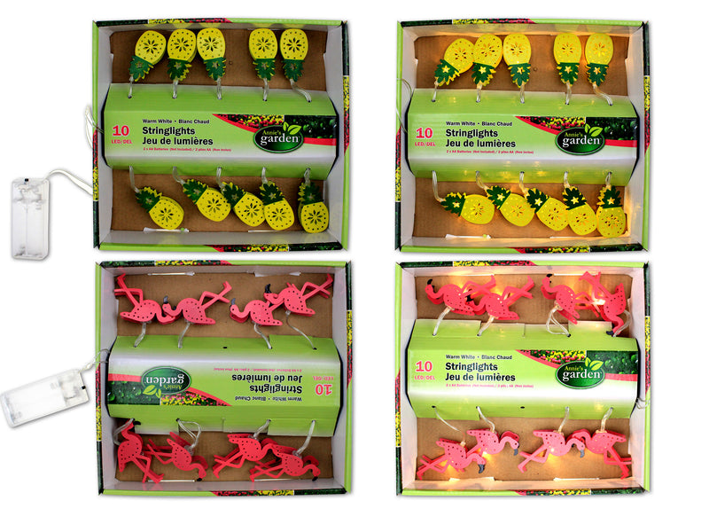 Carton of 12 Led Pineapple Flamingo String Light Set