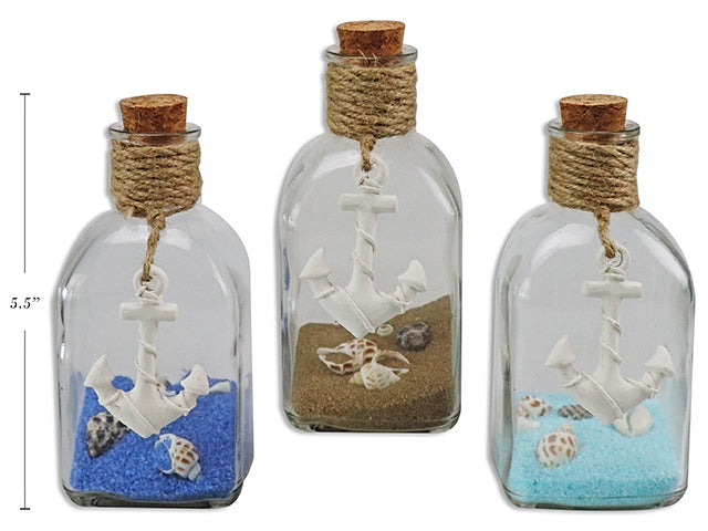 Carton of 24 Nautical Glass Decorative Sand Bottle