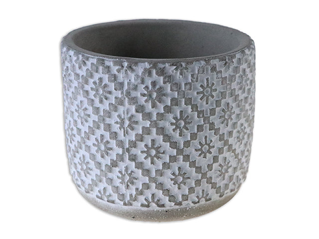 Carton of 12 Cement Embossed Geometric Planter