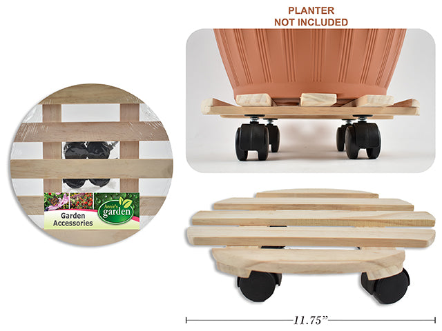 Carton of 12 Wooden Planter Trolley With Wheels