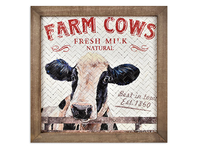 Carton of 16 Farm Cows Bamboo Weaving Hanging Wall Plaque