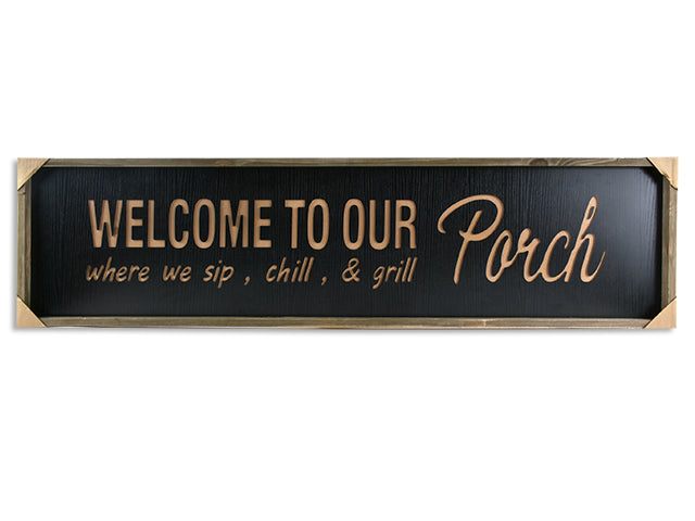 Carton of 6 Engraved Welcome To Our Porch Wooden Plaque