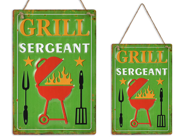 Carton of 12 Embossed Grill Sergeant Metal Sign