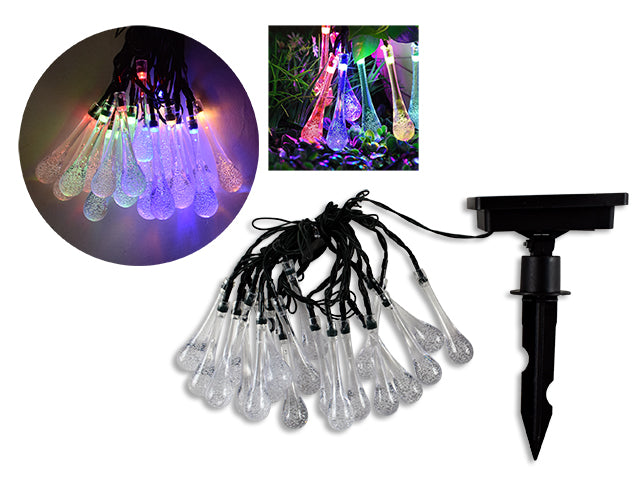 Carton of 12 Solar Water Drop String Lights