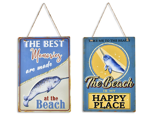 Carton of 12 Embossed Metal Nautical Beach Old Fashion Sign