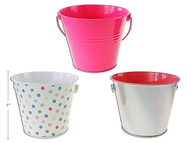 Carton of 36 Spring Tin Pail With Handle