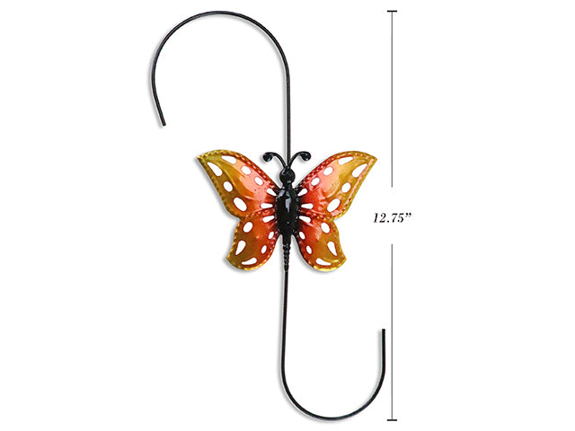 Carton of 24 12.75In X 7.5In Garden Metal Butterfly S-Hook. Wrap Label.