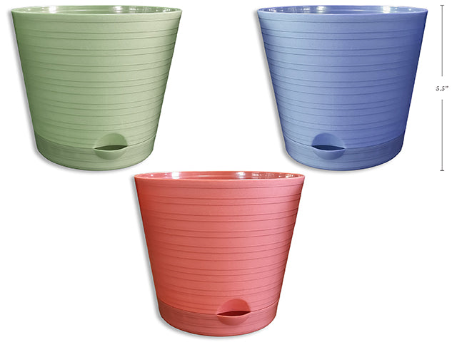 Carton of 24 Fashion Color Wavy Embossed Plastic Planter