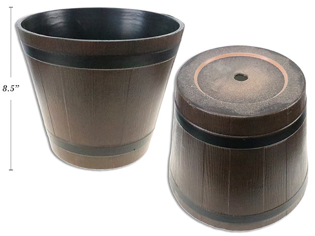 Carton of 12 Wooden Barrel Bamboo Bio Planter Large