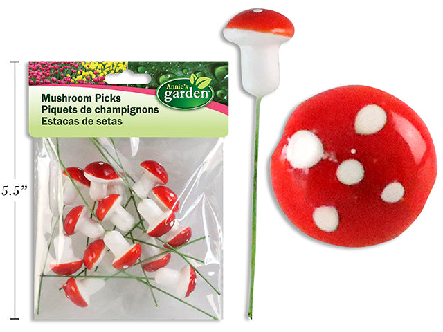 Carton of 24 Garden Mini Foam Mushroom Picks