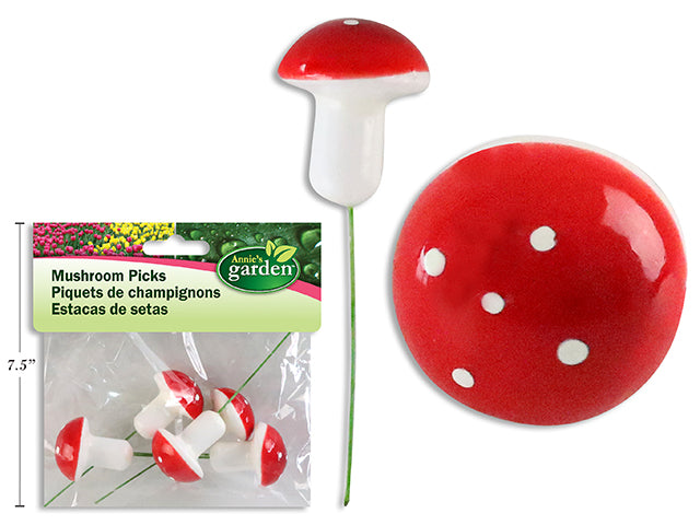 Carton of 24 Garden Foam Mushroom Picks