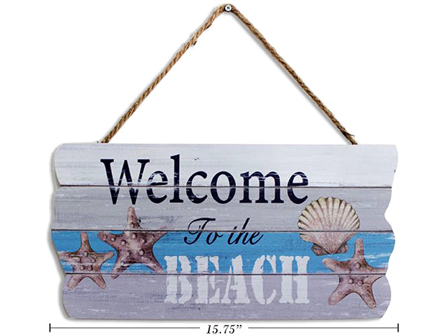 Carton of 12 15.75In X 8In Nautical Wooden Hanging Plaque W/ Tip-On Seashell + Starfish.