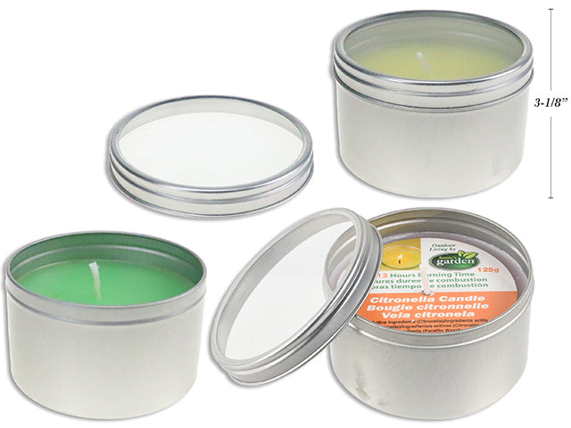 Carton of 24 Citronella Candle In Tin Can With Window Lid