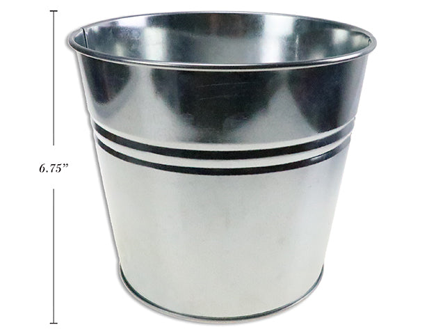 Carton of 24 Galvanized Round Ribbed Metal Planter