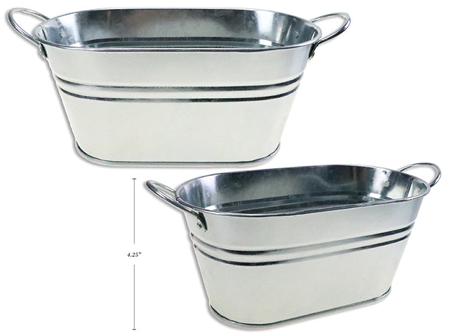 Carton of 12 10-5/8In(Tl) X 5-1/8In(Tw) Galvanized Oblong Metal Planter W/Handle.