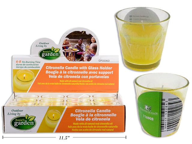 Carton of 24 Citronella Candle In Clear Glass Jar