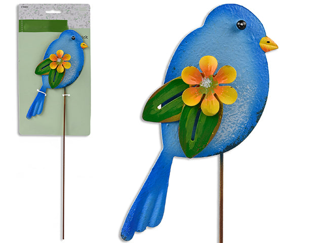 Carton of 12 14-1/8In Metal Bird Garden Pick W/Tip On Flower Stake. T.O.C.