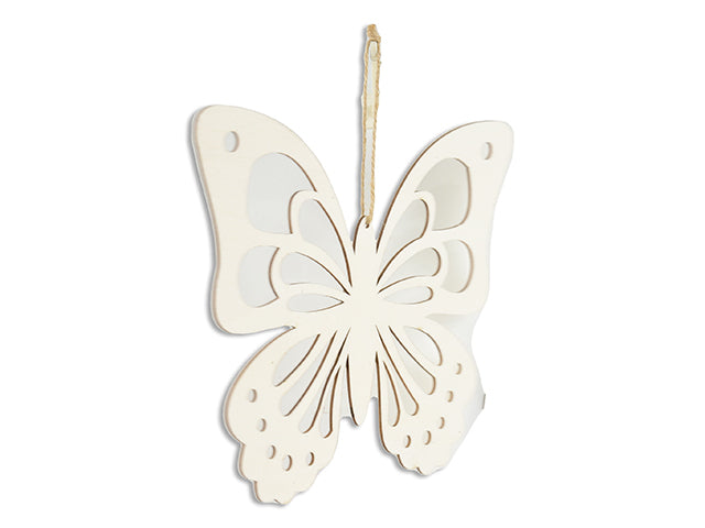 Carton of 24 11In X 9.45In Die-Cut Wooden Butterfly Plaque W/Jute Hanger. Natural Colour Only. Cht.