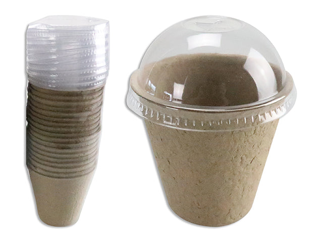 Carton of 12 16Pk 3In Round Paper Peat Pots W/Cover. Shrink Wrapped W/Col. Label.