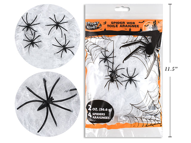 Carton of 24 Spider Web With 4 Spiders